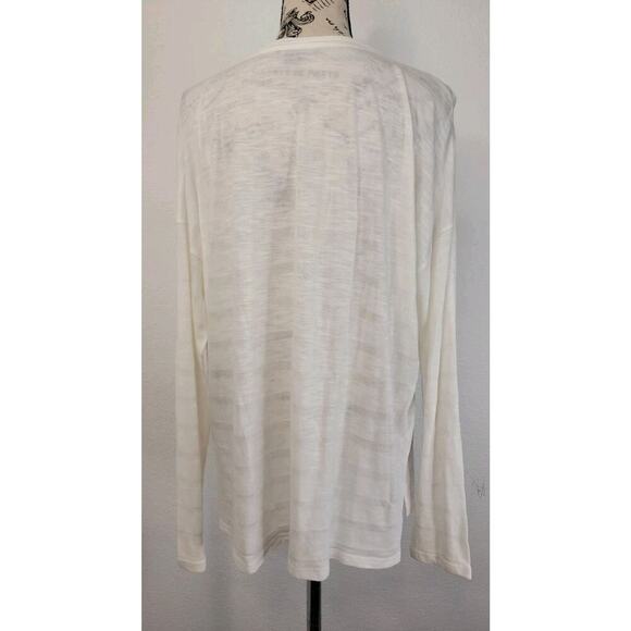 Vince Pullover Woman Medium White Ivory Striped Relax Oversized Coastal Nautical - Picture 5 of 8